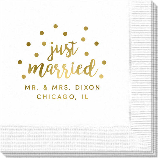 Confetti Dots Just Married Napkins